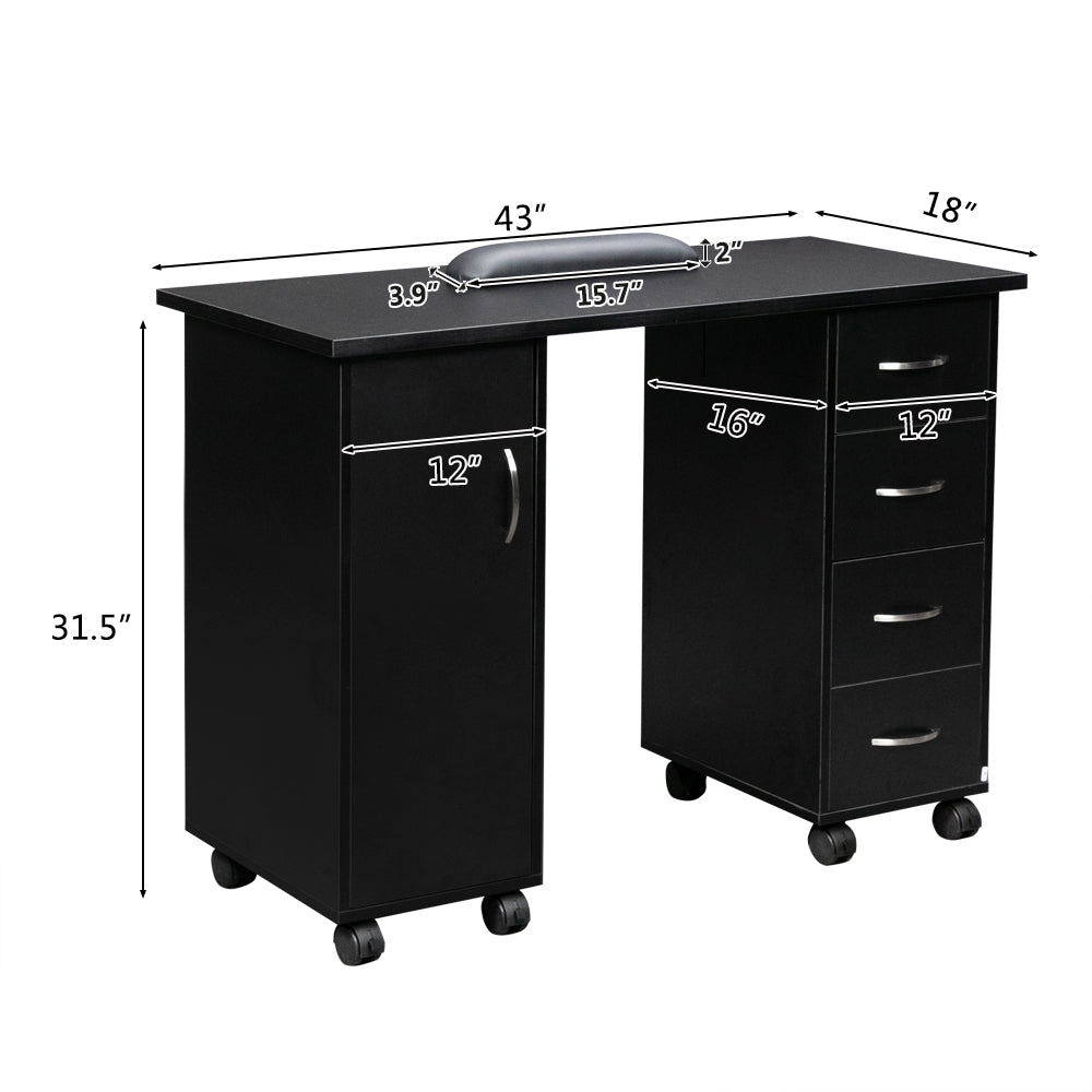 HAOYYE Double Edged Table With Drawer Black, Durable E1 MDF Construction, Smooth Surface, Comfortable Wrist Rest, Spacious Storage Drawers, Professional Desk, Easy To Assemble
