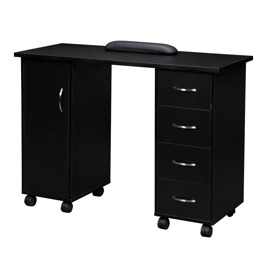HAOYYE Double Edged Table With Drawer Black, Durable E1 MDF Construction, Smooth Surface, Comfortable Wrist Rest, Spacious Storage Drawers, Professional Desk, Easy To Assemble