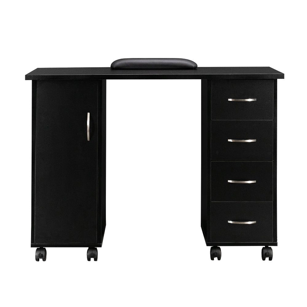 HAOYYE Double Edged Table With Drawer Black, Durable E1 MDF Construction, Smooth Surface, Comfortable Wrist Rest, Spacious Storage Drawers, Professional Desk, Easy To Assemble