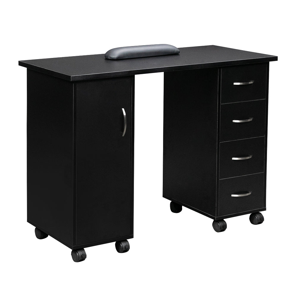 HAOYYE Double Edged Table With Drawer Black, Durable E1 MDF Construction, Smooth Surface, Comfortable Wrist Rest, Spacious Storage Drawers, Professional Desk, Easy To Assemble
