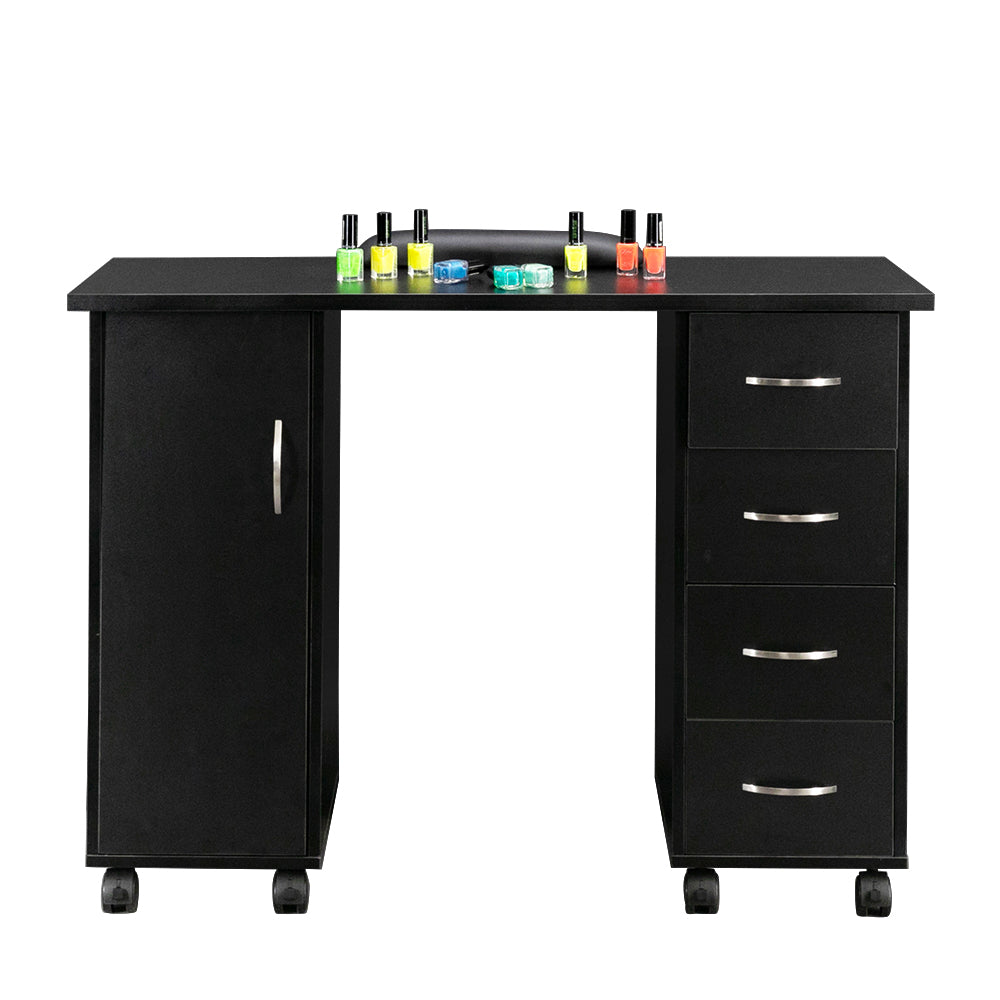 HAOYYE Double Edged Table With Drawer Black, Durable E1 MDF Construction, Smooth Surface, Comfortable Wrist Rest, Spacious Storage Drawers, Professional Desk, Easy To Assemble