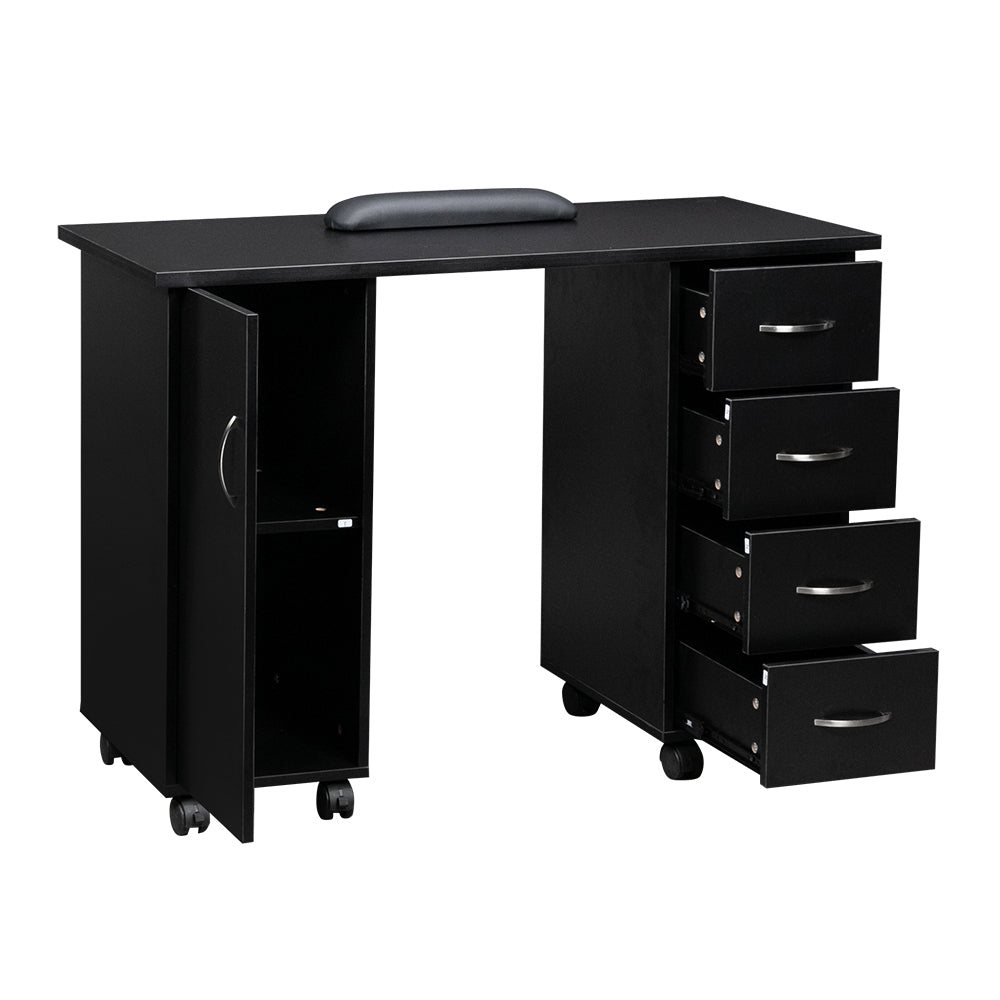HAOYYE Double Edged Table With Drawer Black, Durable E1 MDF Construction, Smooth Surface, Comfortable Wrist Rest, Spacious Storage Drawers, Professional Desk, Easy To Assemble