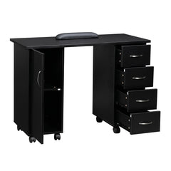 HAOYYE Double Edged Table With Drawer Black, Durable E1 MDF Construction, Smooth Surface, Comfortable Wrist Rest, Spacious Storage Drawers, Professional Desk, Easy To Assemble