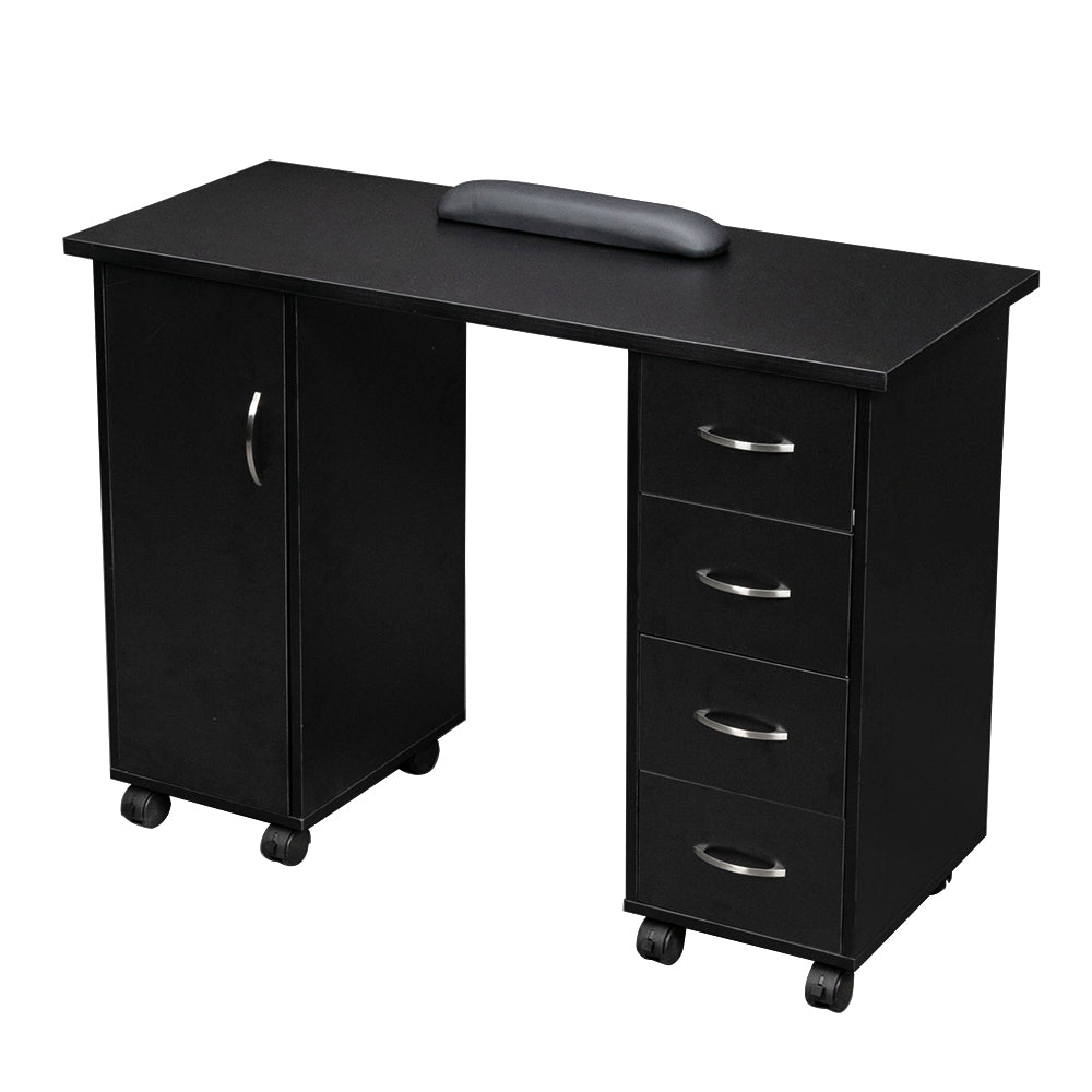 HAOYYE Double Edged Table With Drawer Black, Durable E1 MDF Construction, Smooth Surface, Comfortable Wrist Rest, Spacious Storage Drawers, Professional Desk, Easy To Assemble