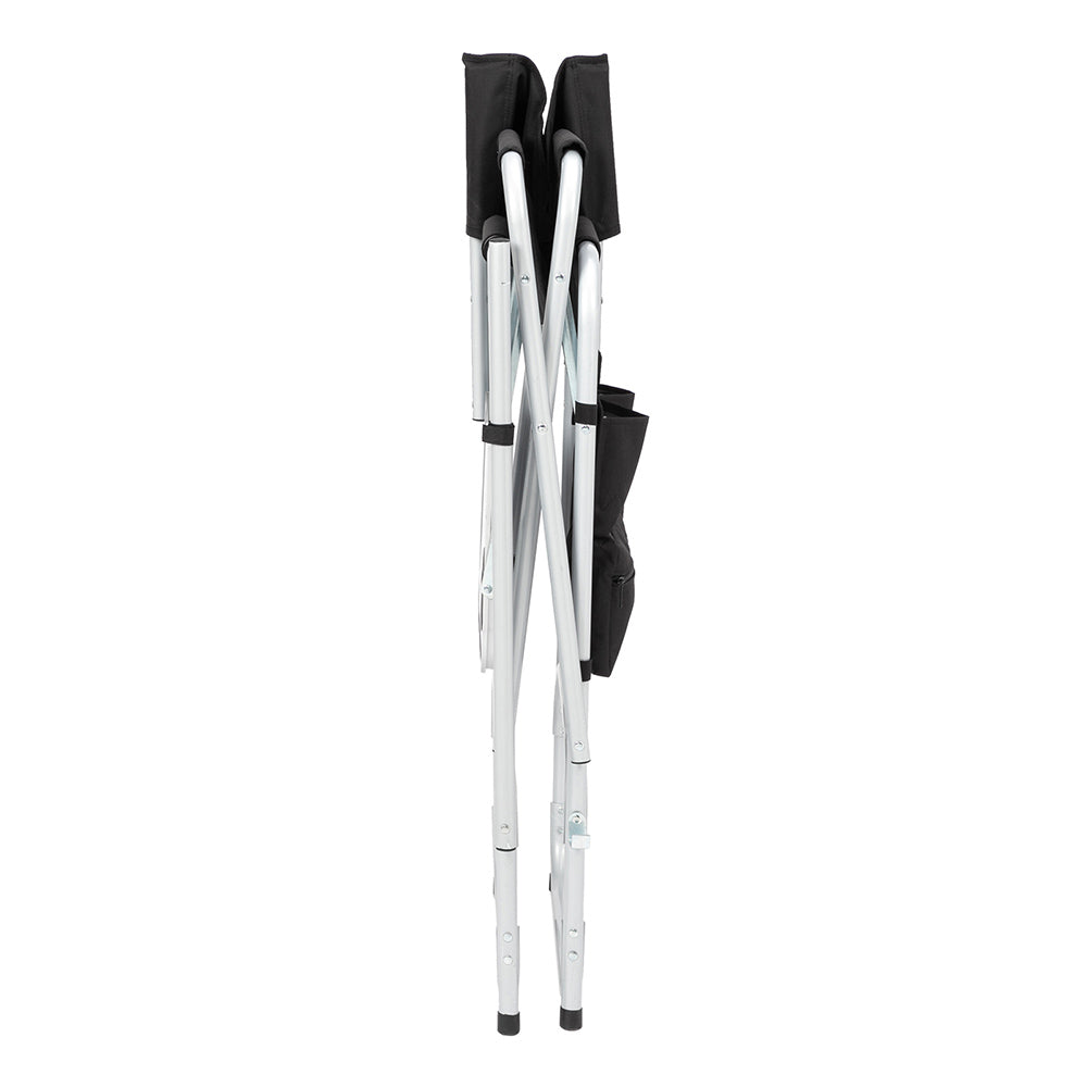 HAOYYE Director's Chair with Silver White Iron Pipe Frame, Black Cloth Surface, Plastic Sprayed Iron Round Pipe, 120kg Capacity, Sturdy and Comfortable, Perfect for Outdoor and Indoor Use