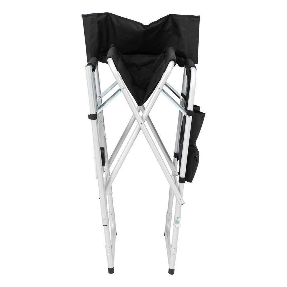 HAOYYE Director's Chair with Silver White Iron Pipe Frame, Black Cloth Surface, Plastic Sprayed Iron Round Pipe, 120kg Capacity, Sturdy and Comfortable, Perfect for Outdoor and Indoor Use