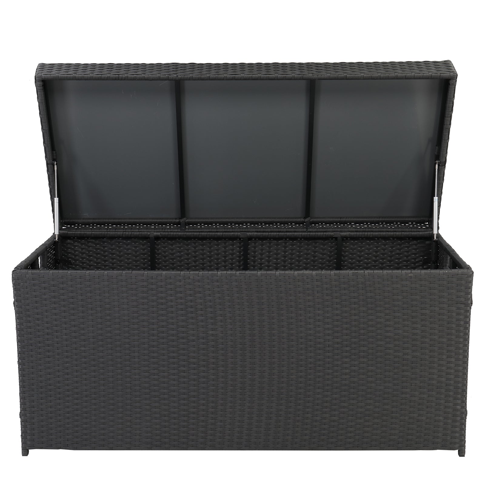 HAOYYE Simple And Practical Outdoor Rattan Deck Box Storage Container With Four-Wire Design, Durable Weather-Resistant Patio Storage Solution For Garden, Backyard, Balcony, And Poolside Organization