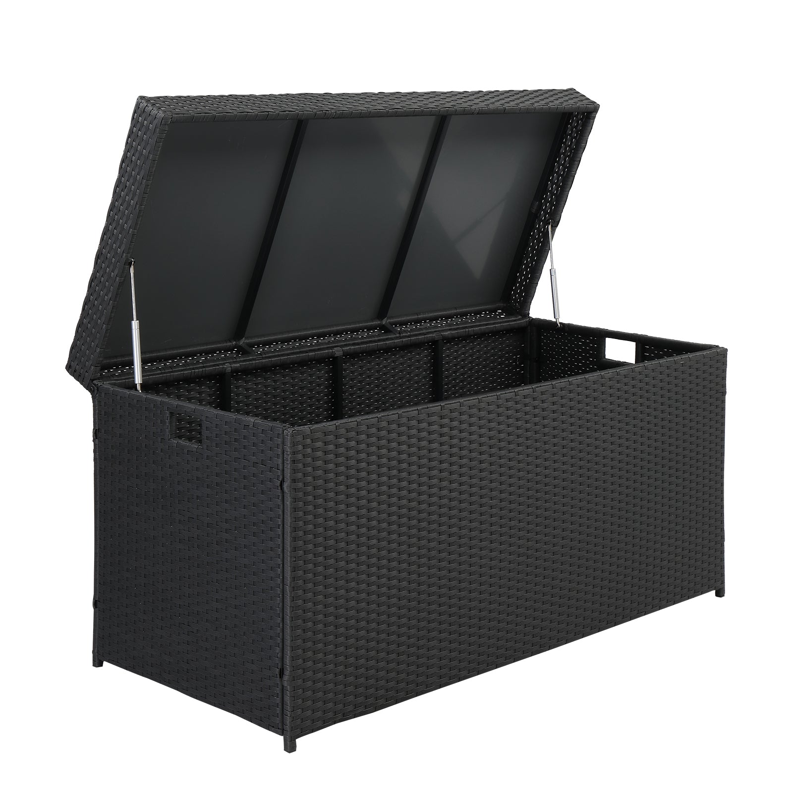 HAOYYE Simple And Practical Outdoor Rattan Deck Box Storage Container With Four-Wire Design, Durable Weather-Resistant Patio Storage Solution For Garden, Backyard, Balcony, And Poolside Organization