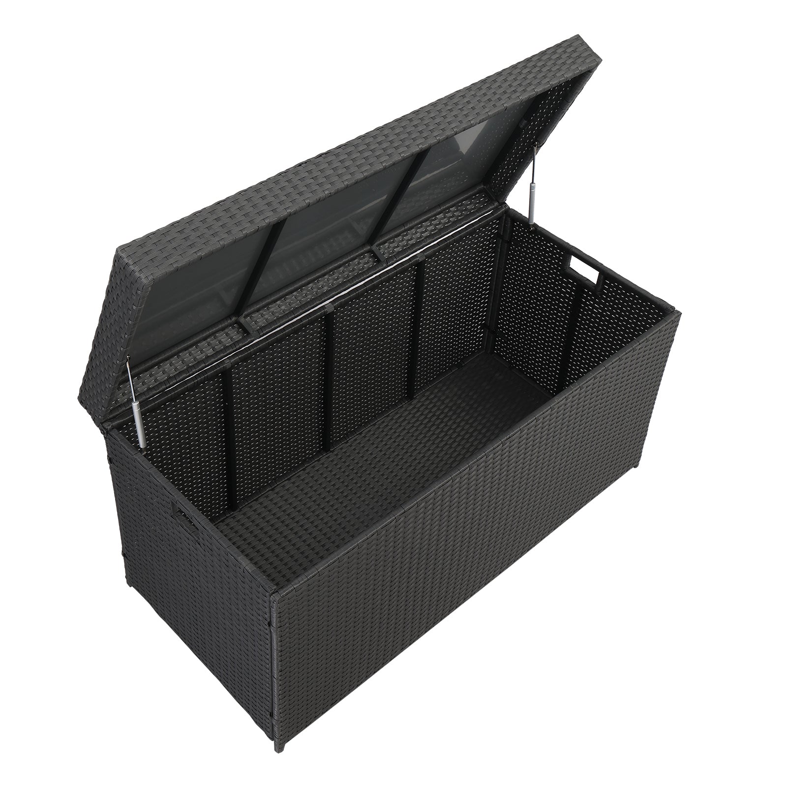 HAOYYE Simple And Practical Outdoor Rattan Deck Box Storage Container With Four-Wire Design, Durable Weather-Resistant Patio Storage Solution For Garden, Backyard, Balcony, And Poolside Organization