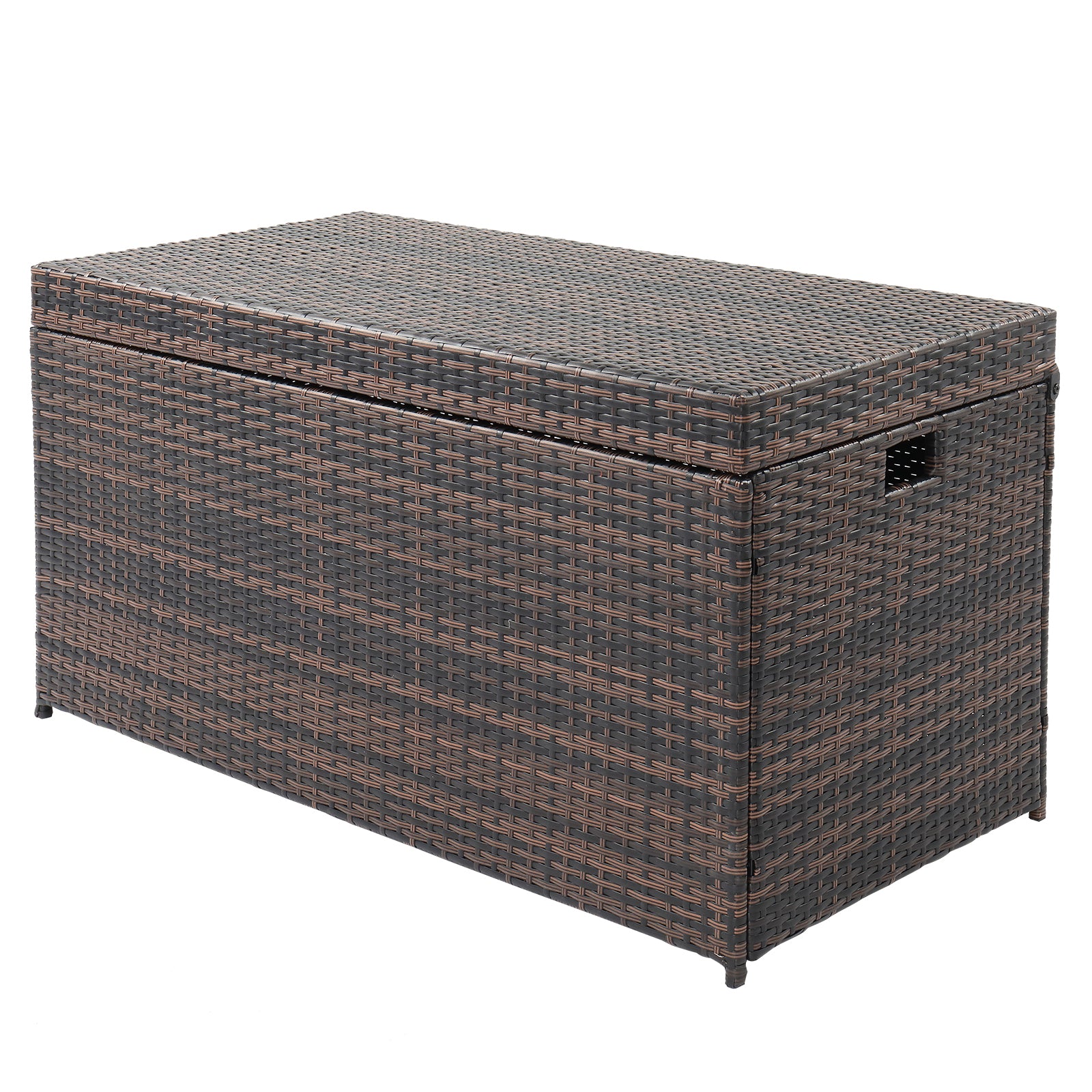 HAOYYE Simple And Practical Outdoor Deck Box Storage Container With Weather-Resistant Design Brown Gradient Perfect For Patio Garden Backyard Organization And Secure Storage Of Tools Cushions And Accessories