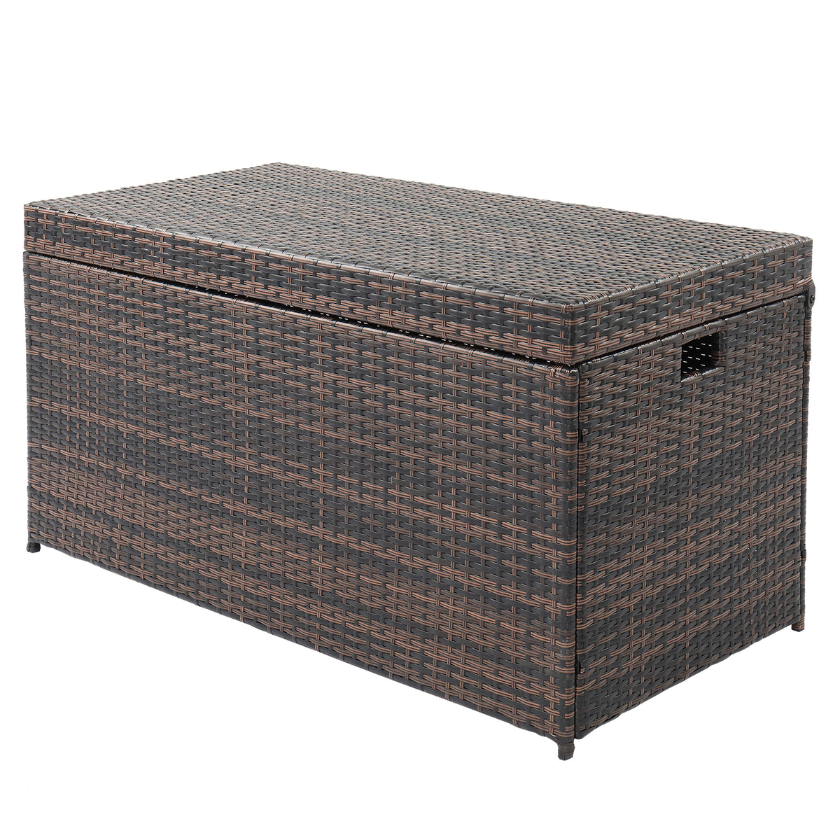 HAOYYE Simple And Practical Outdoor Deck Box Storage Container With Weather-Resistant Design Brown Gradient Perfect For Patio Garden Backyard Organization And Secure Storage Of Tools Cushions And Accessories
