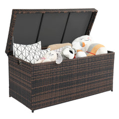 HAOYYE Simple And Practical Outdoor Deck Box Storage Container With Weather-Resistant Design Brown Gradient Perfect For Patio Garden Backyard Organization And Secure Storage Of Tools Cushions And Accessories