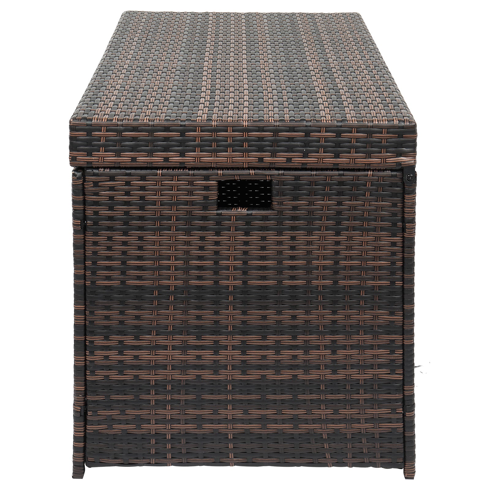 HAOYYE Simple And Practical Outdoor Deck Box Storage Container With Weather-Resistant Design Brown Gradient Perfect For Patio Garden Backyard Organization And Secure Storage Of Tools Cushions And Accessories