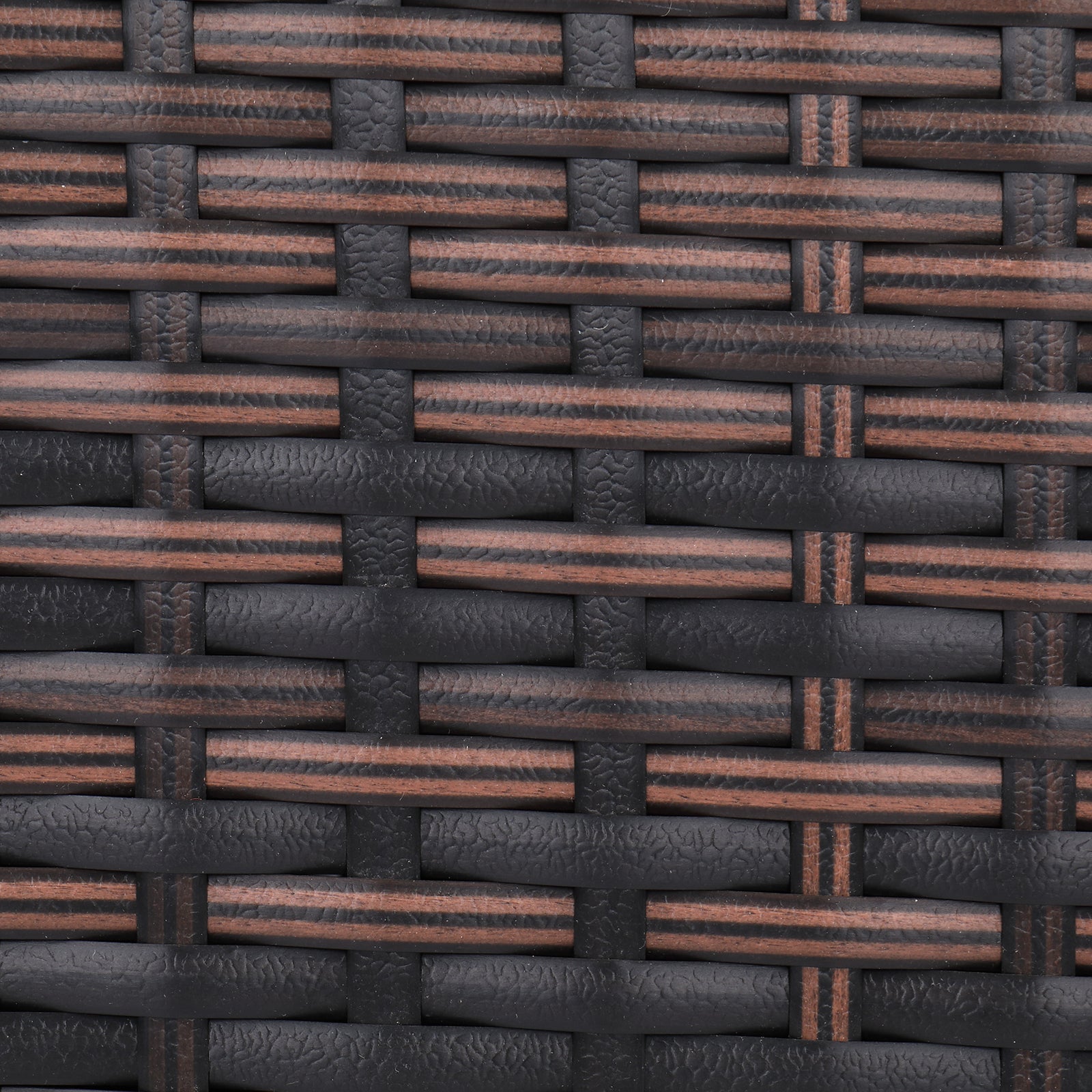 HAOYYE Outdoor Rattan Trash Can with Top Cover Brown Gradient Iron Frame Wicker Style Waste Bin for Patio Garden Balcony Deck Waterproof Durable Garbage Container Decorative Storage Solution
