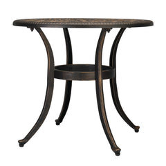 HAOYYE Phoenix Round Garden Cast Aluminum Table, Bronze Outdoor Dining Table with Umbrella Hole, Durable and Easy to Assemble