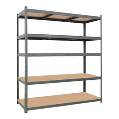 HAOYYE 5-Tier Powder-Coated Storage Rack Gray Durable Design Sturdy Multifunctional Modern Organizer Space-Saving Storage Solution Practical and Stylish for Home, Living Room, or Office