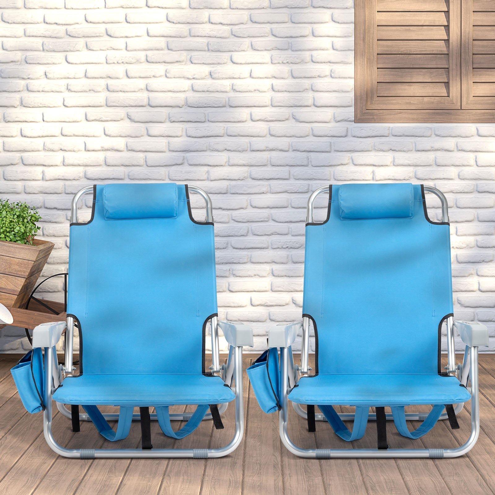 HAOYYE  Folding Beach Chair with Adjustable Backrest, Lightweight Aluminum Frame and 5 Reclining Positions, Durable 600D Polyester Fabric, Extra Storage Space with Cup Holder for Outdoor Activities