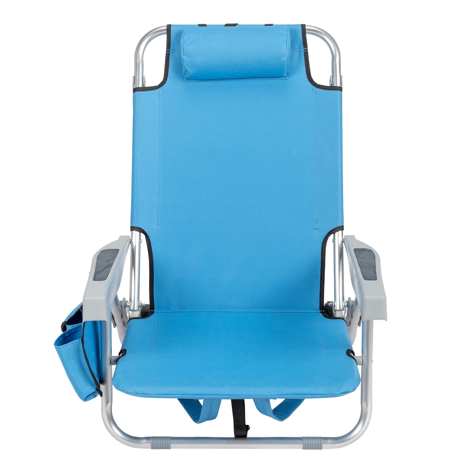 HAOYYE  Folding Beach Chair with Adjustable Backrest, Lightweight Aluminum Frame and 5 Reclining Positions, Durable 600D Polyester Fabric, Extra Storage Space with Cup Holder for Outdoor Activities