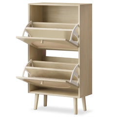 HAOYYE 2 Drawers Rattan Shoe Cabinet Shoe Rack Storage Organizer Unit for Entryway Bedroom Living Room Durable and Stylish Shoe Storage Solution with Easy Access and Space Saving Design