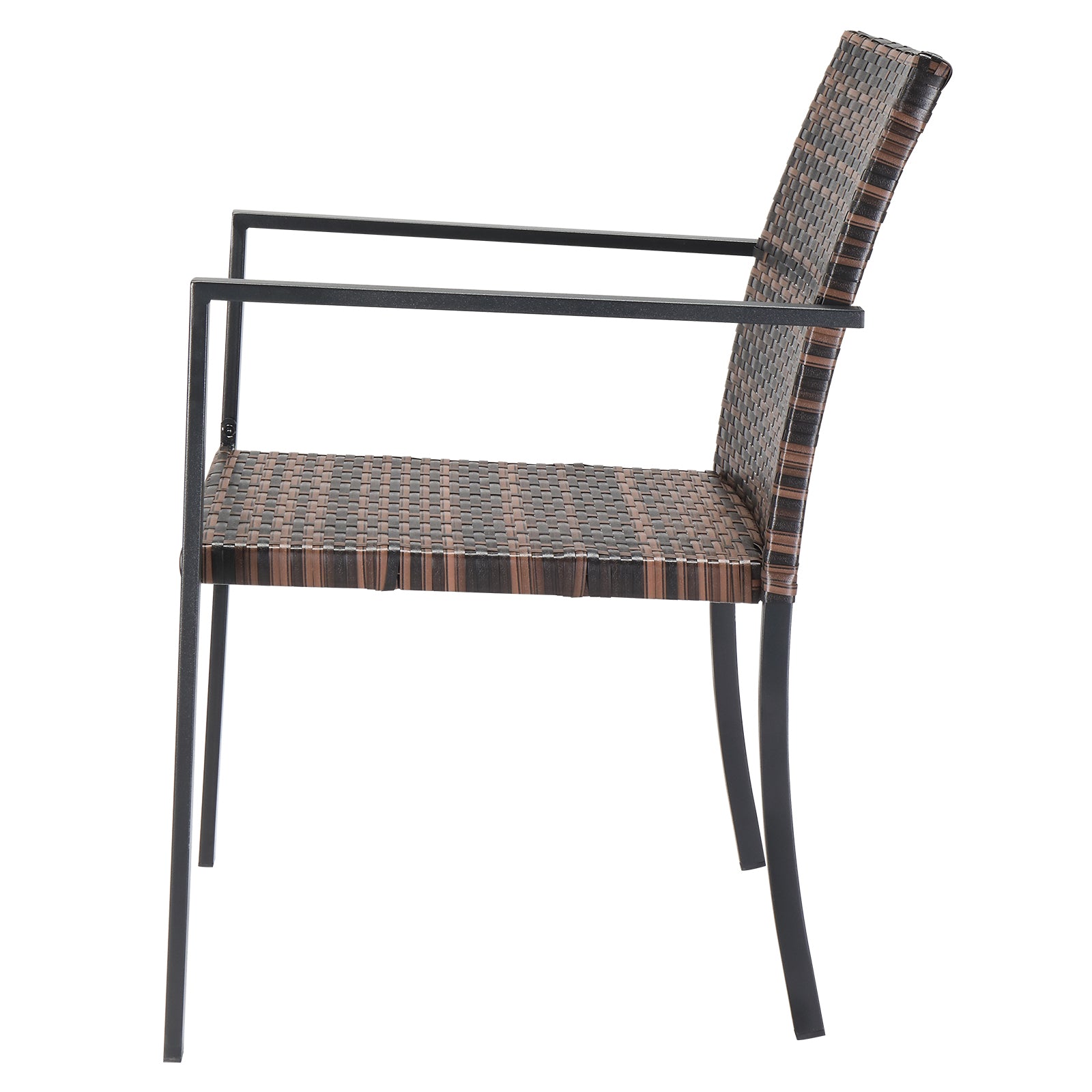 HAOYYE Set of 2 Stackable Outdoor Wicker Dining Chairs with Armrests, Brown All-Weather Rattan Patio Chairs with Steel Frame, Comfortable Firepit Armchairs for Deck Garden Porch Yard