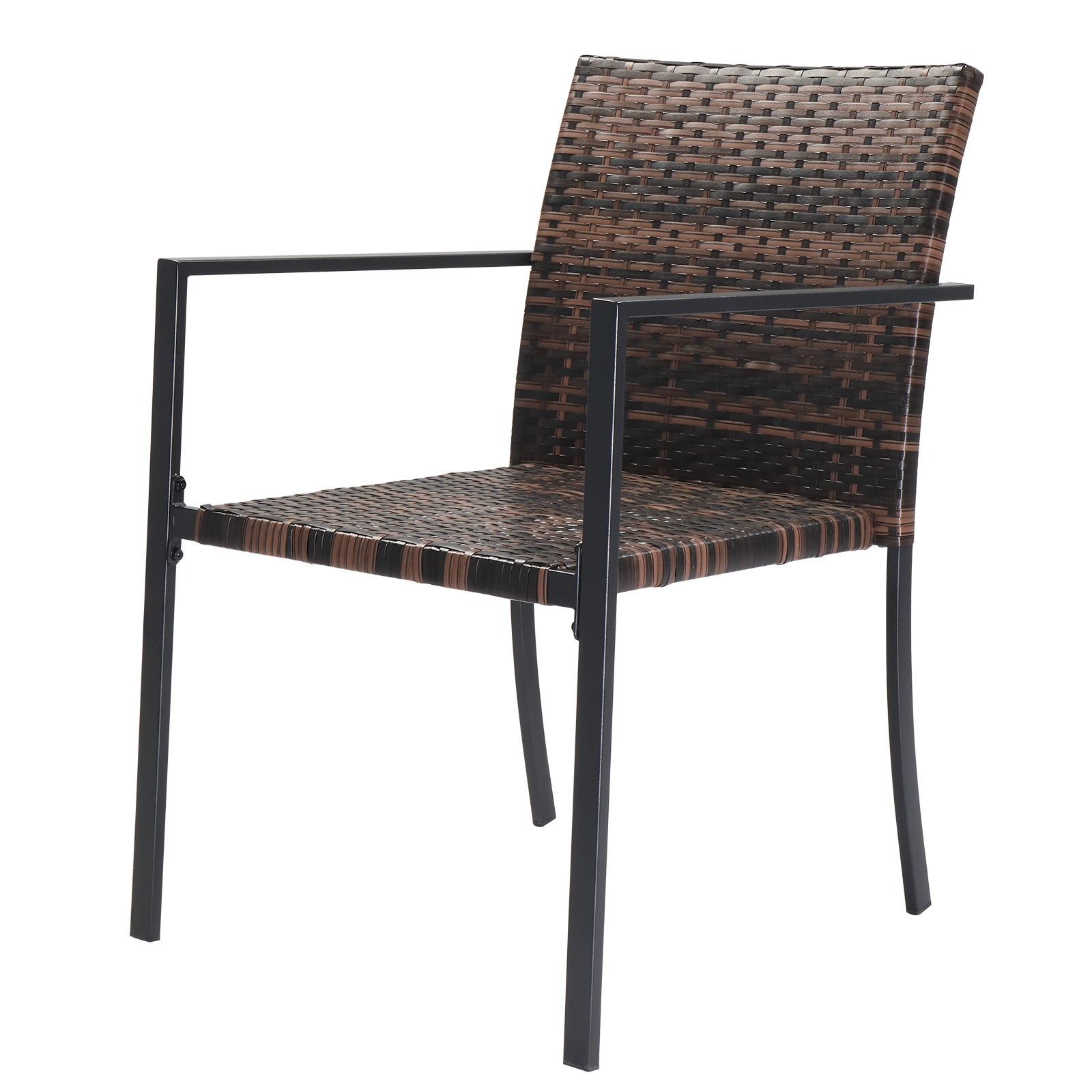 HAOYYE Set of 2 Stackable Outdoor Wicker Dining Chairs with Armrests, Brown All-Weather Rattan Patio Chairs with Steel Frame, Comfortable Firepit Armchairs for Deck Garden Porch Yard