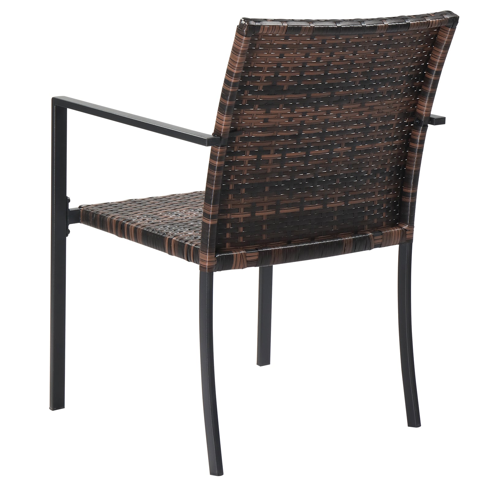 HAOYYE Set of 2 Stackable Outdoor Wicker Dining Chairs with Armrests, Brown All-Weather Rattan Patio Chairs with Steel Frame, Comfortable Firepit Armchairs for Deck Garden Porch Yard