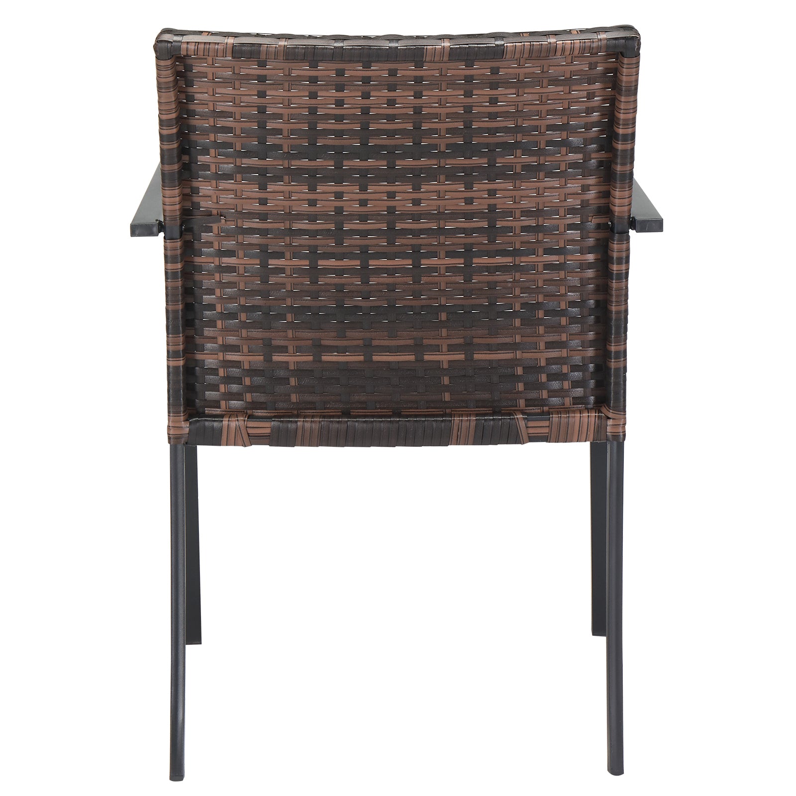 HAOYYE Set of 2 Stackable Outdoor Wicker Dining Chairs with Armrests, Brown All-Weather Rattan Patio Chairs with Steel Frame, Comfortable Firepit Armchairs for Deck Garden Porch Yard