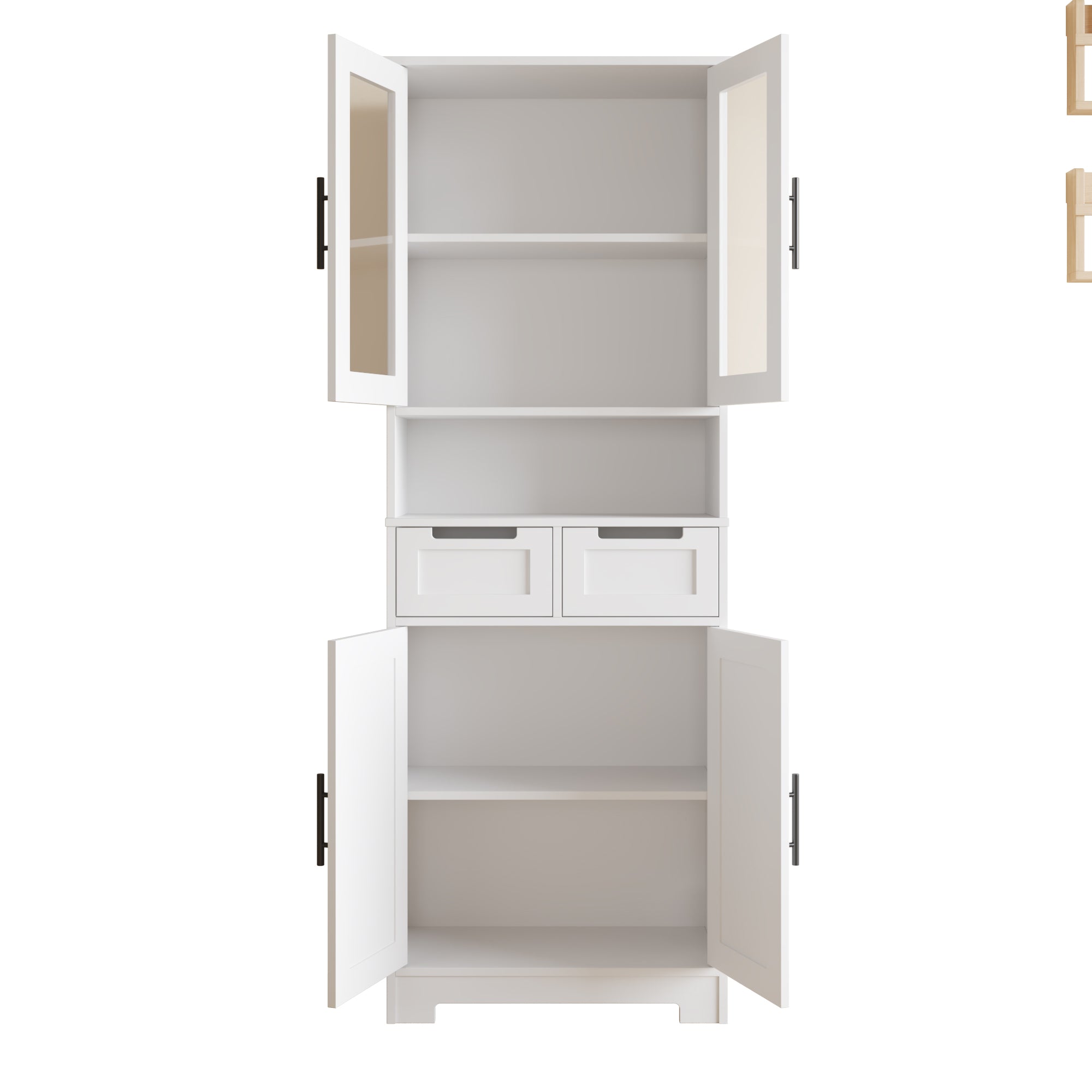 HAOYYE MDF Spray Paint 4 Doors 1 Drawer Bathroom Cabinet White Storage Organizer Tall Cabinet for Bathroom Living Room Entryway Bedroom