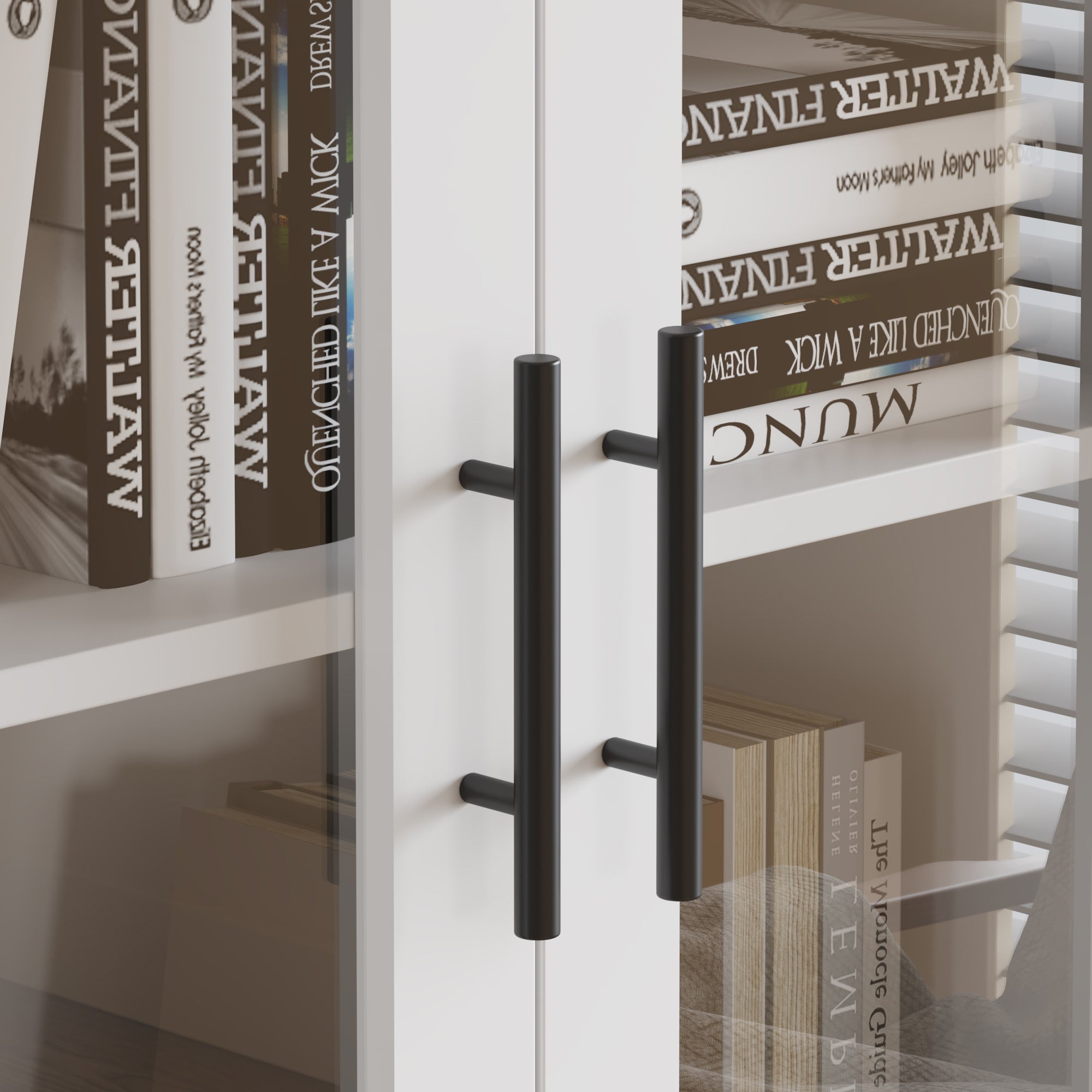 HAOYYE MDF Spray Paint 4 Doors 1 Drawer Bathroom Cabinet White Storage Organizer Tall Cabinet for Bathroom Living Room Entryway Bedroom