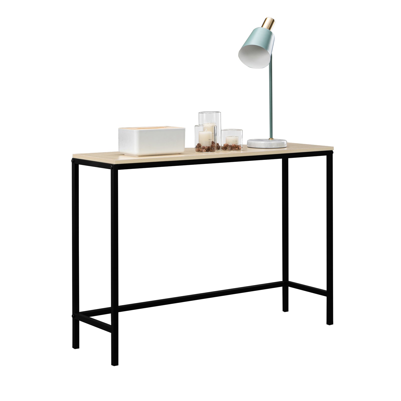 HAOYYE Industrial Style Porch Table - Light Walnut Triamine Board, Cozy Flannel Fleece, Unique Design, Luxury Home Decor, Premium Quality for Living Room and Entryway