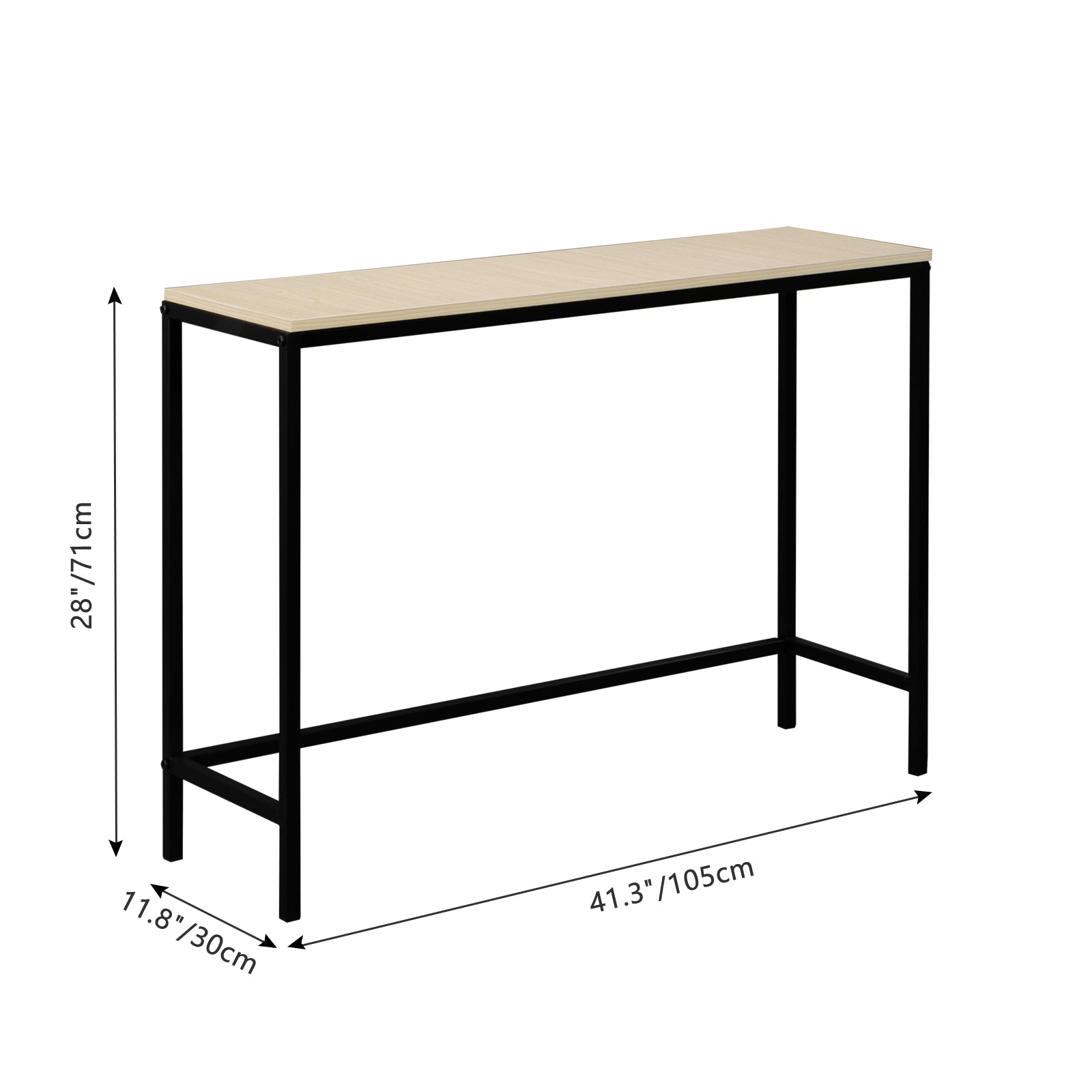 HAOYYE Industrial Style Porch Table - Light Walnut Triamine Board, Cozy Flannel Fleece, Unique Design, Luxury Home Decor, Premium Quality for Living Room and Entryway