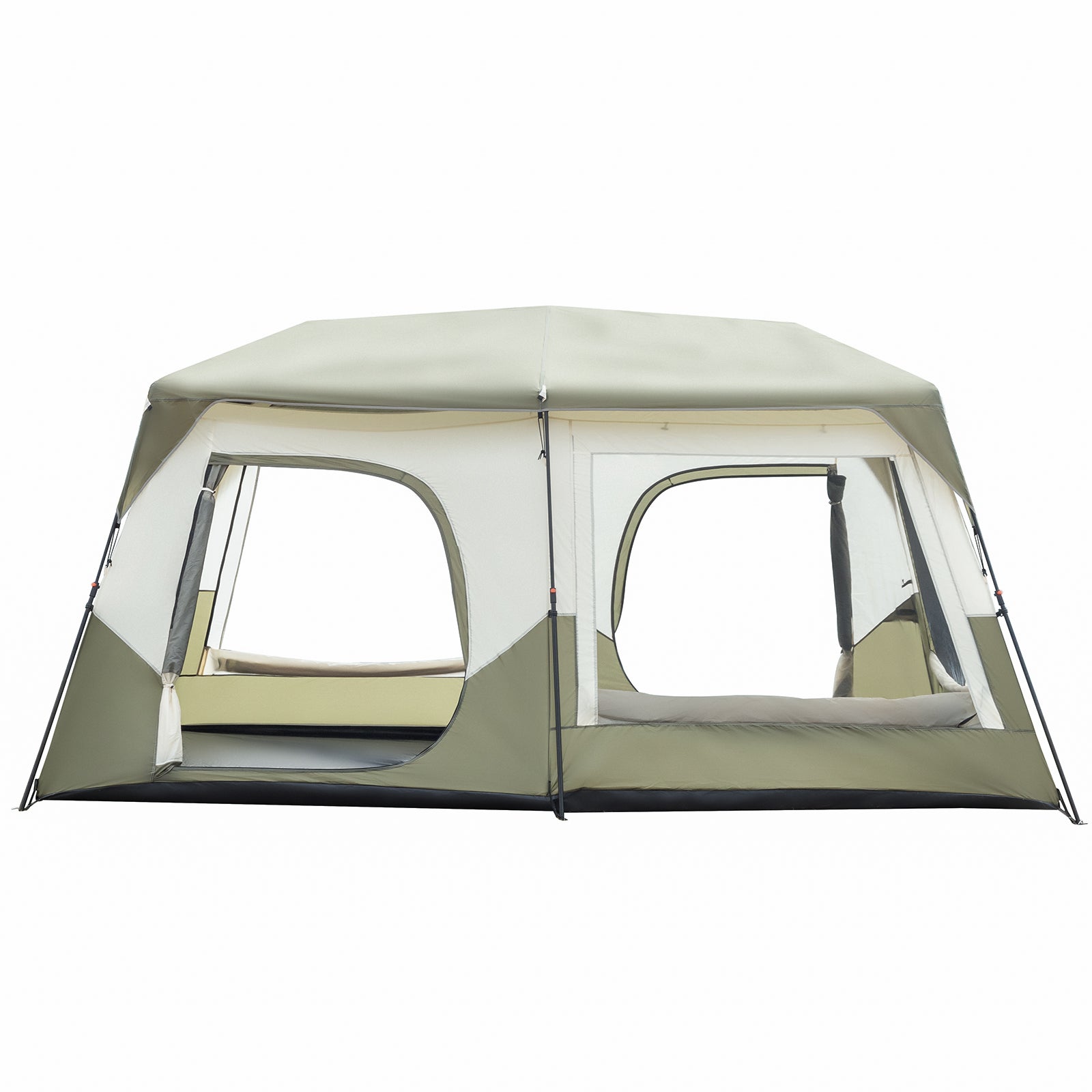 HAOYYE 10 Person Instant Camping Tent with Rainfly Windproof Waterproof PU Coated Fabric Pre-Attached Poles Mesh Windows Easy 60 Second Setup Carry Bag for Family Hiking Outdoor Adventure