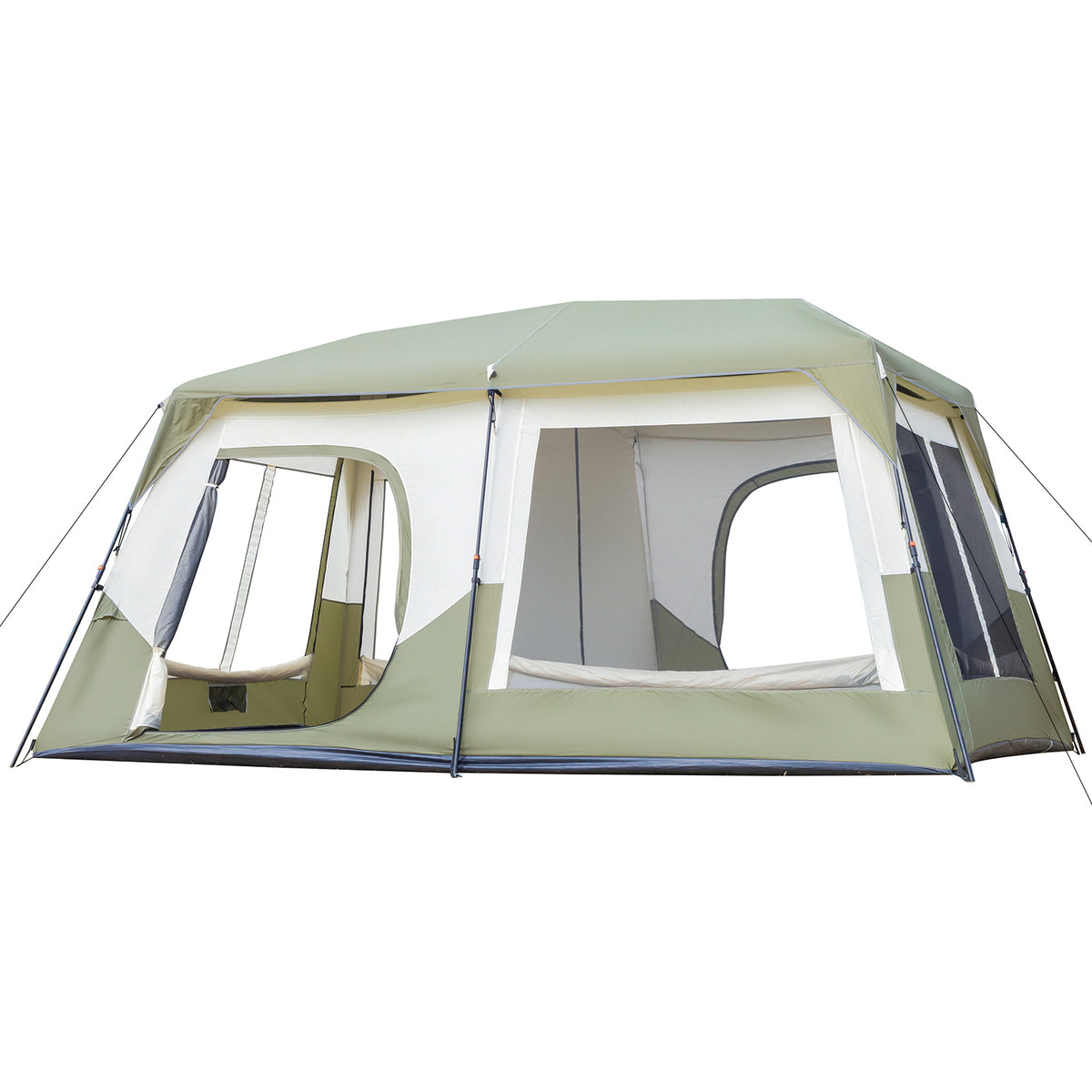 HAOYYE 10 Person Instant Camping Tent with Rainfly Windproof Waterproof PU Coated Fabric Pre-Attached Poles Mesh Windows Easy 60 Second Setup Carry Bag for Family Hiking Outdoor Adventure