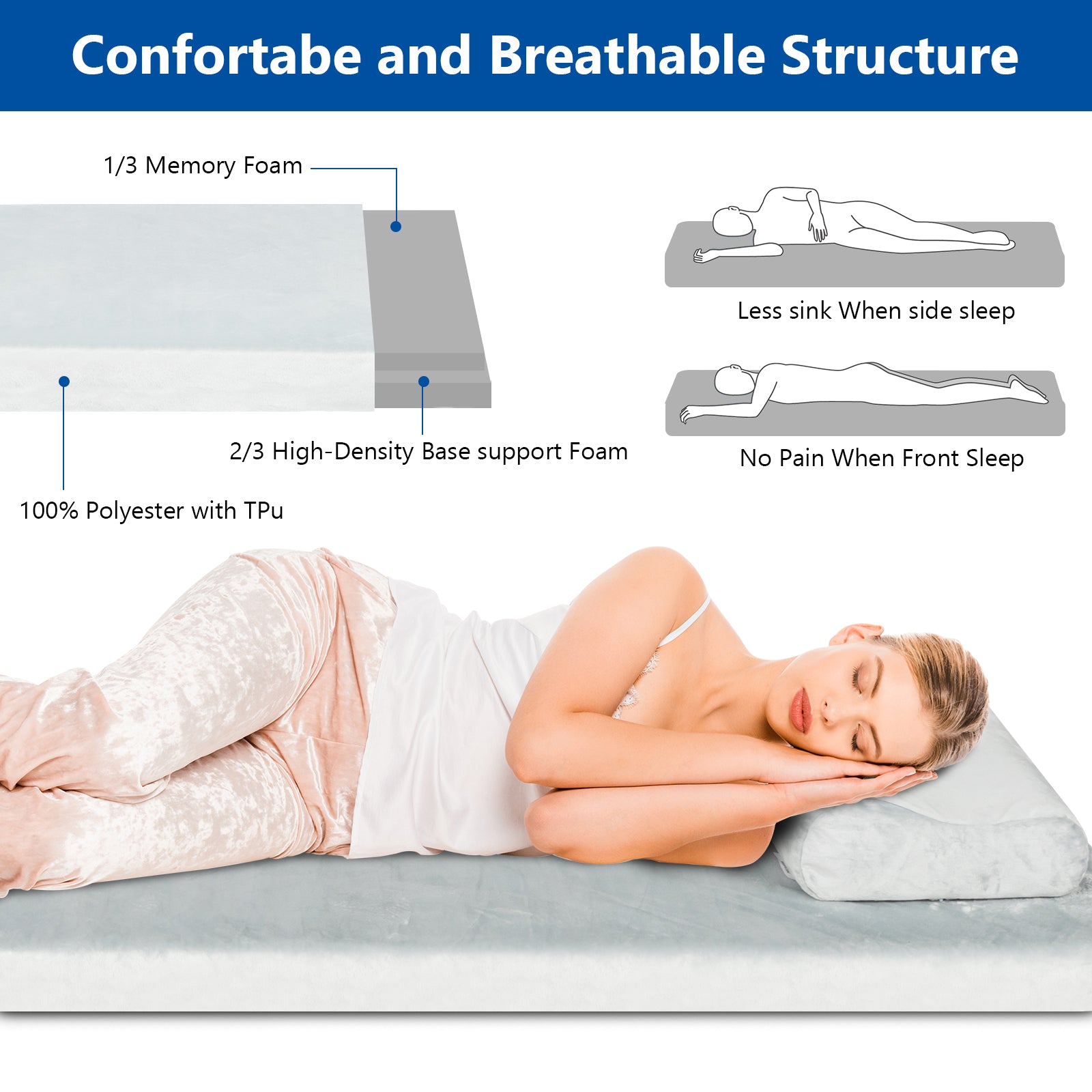 HAOYYE Memory Foam Camping Mattress,  Sleeping Pad with Pillow, Portable for Outdoor Adventures, Lightweight and Easy to Clean