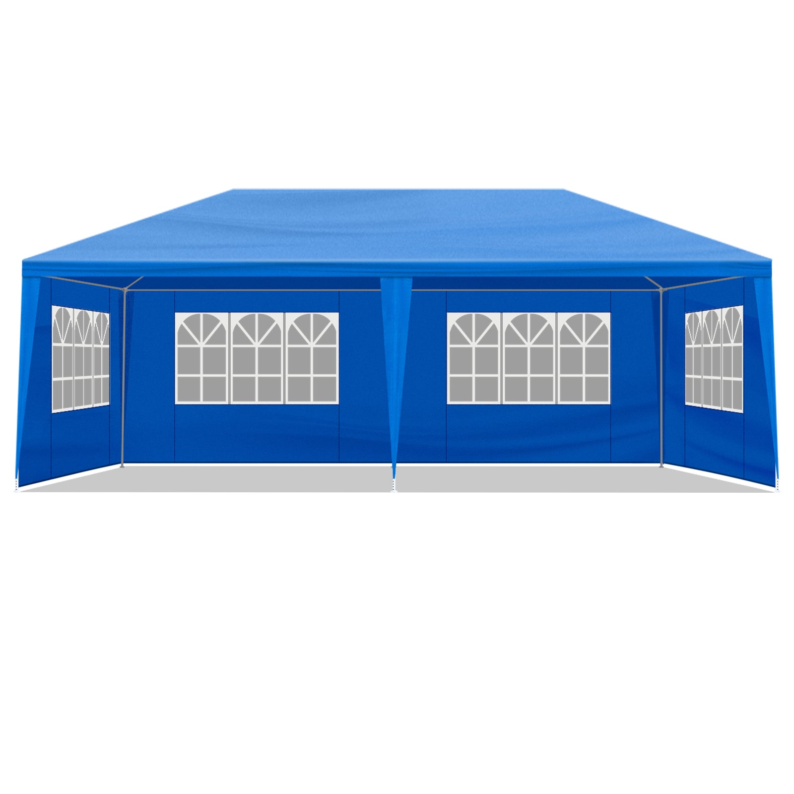 HAOYYE 10x20 Blue Outdoor Party Tent with 6 Removable Sidewalls Waterproof PE Fabric Canopy Shelter for Patio Wedding Event Backyard Garden Iron Frame Portable Gazebo Low Profile Design Easy Setup Sunshade for Commercial and Home Use
