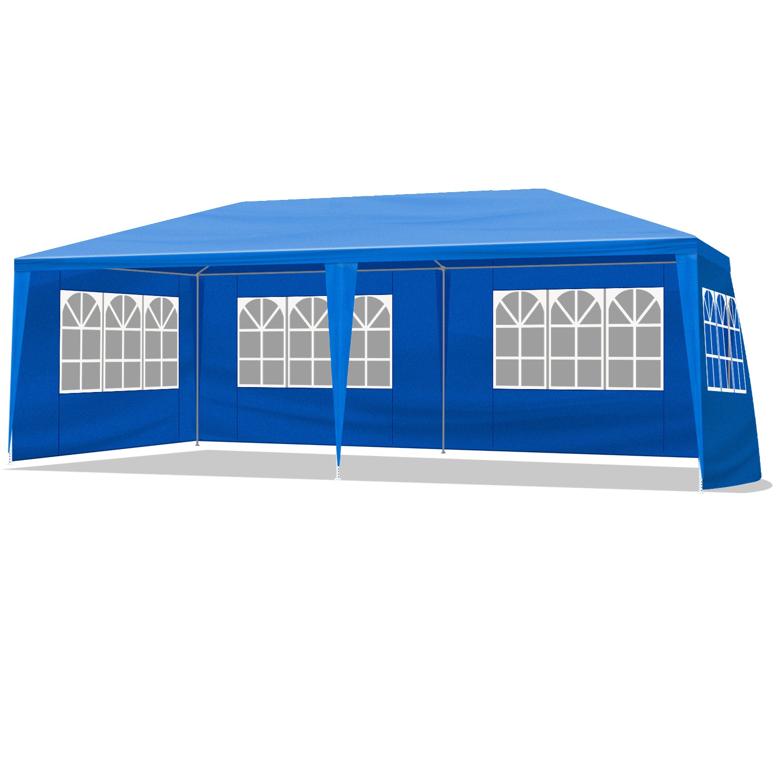HAOYYE 10x20 Blue Outdoor Party Tent with 6 Removable Sidewalls Waterproof PE Fabric Canopy Shelter for Patio Wedding Event Backyard Garden Iron Frame Portable Gazebo Low Profile Design Easy Setup Sunshade for Commercial and Home Use
