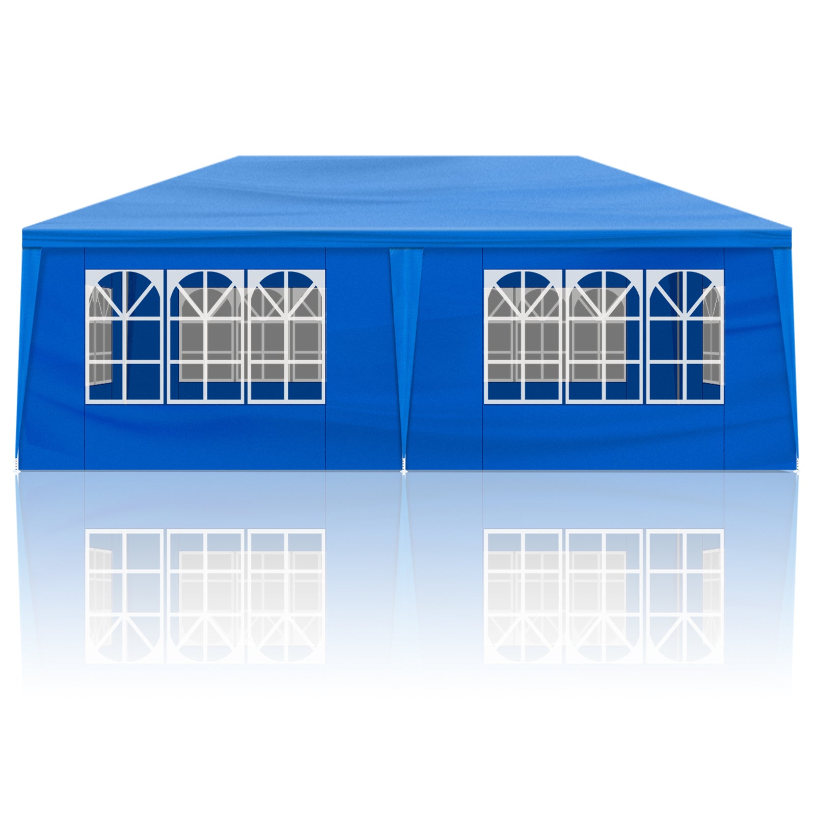 HAOYYE 10x20 Blue Outdoor Party Tent with 6 Removable Sidewalls Waterproof PE Fabric Canopy Shelter for Patio Wedding Event Backyard Garden Iron Frame Portable Gazebo Low Profile Design Easy Setup Sunshade for Commercial and Home Use