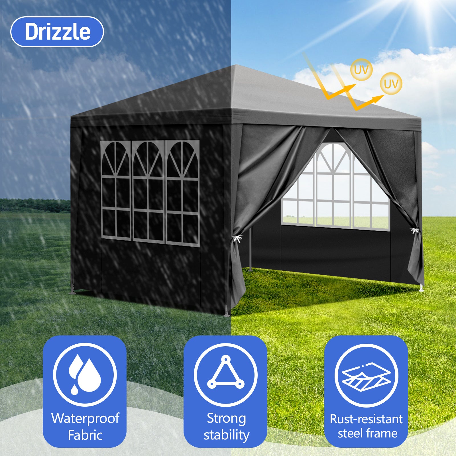 HAOYYE Waterproof Outdoor Canopy Patio Tent, Portable Party Tent for Wedding BBQ Catering