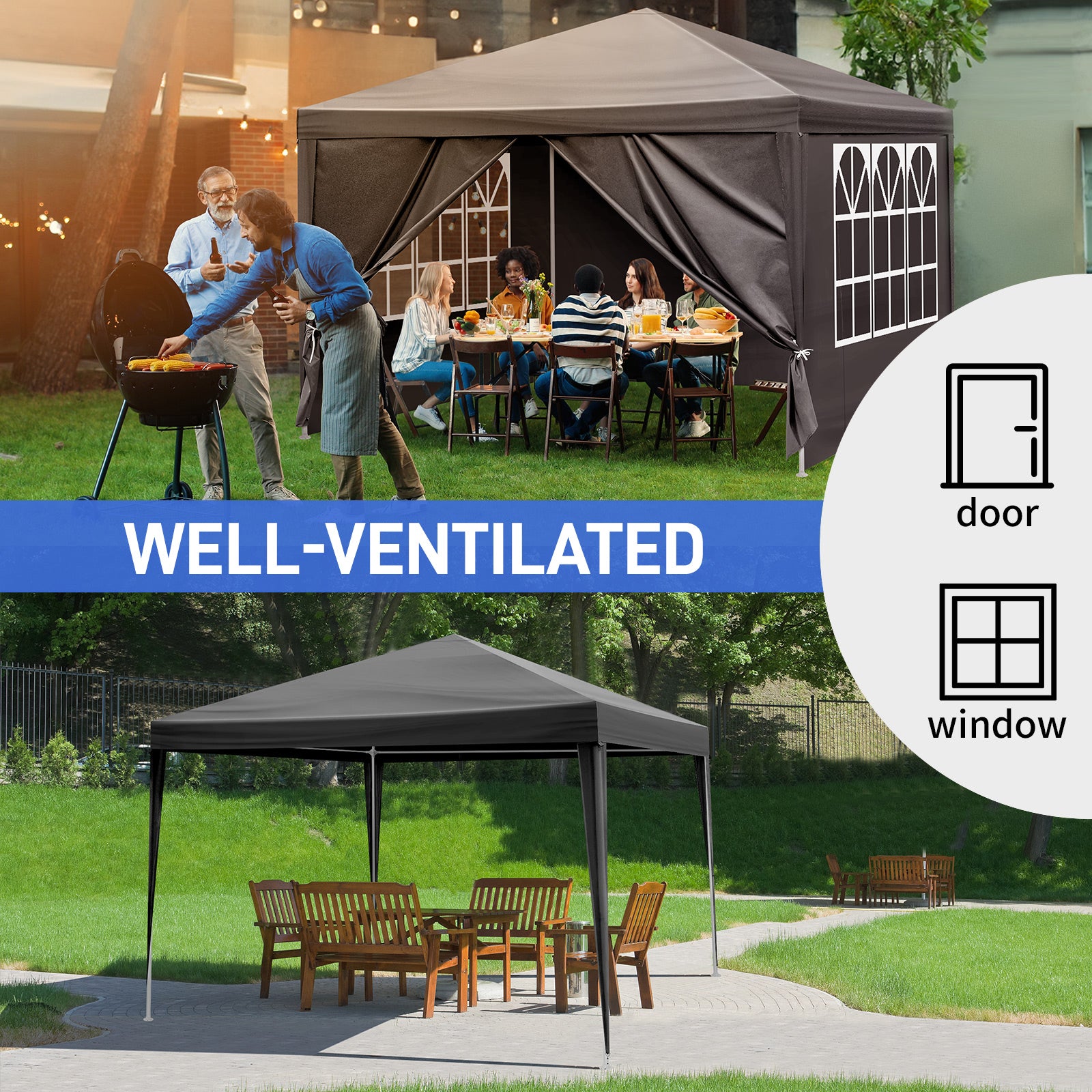 HAOYYE Waterproof Outdoor Canopy Patio Tent, Portable Party Tent for Wedding BBQ Catering