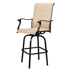 Haoyye 2-Piece Wrought Iron Swivel Bar Chair Set, Patio Bar Stools With Black Finish, Comfortable Outdoor Seating For Deck, Balcony, Or Garden