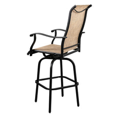 Haoyye 2-Piece Wrought Iron Swivel Bar Chair Set, Patio Bar Stools With Black Finish, Comfortable Outdoor Seating For Deck, Balcony, Or Garden