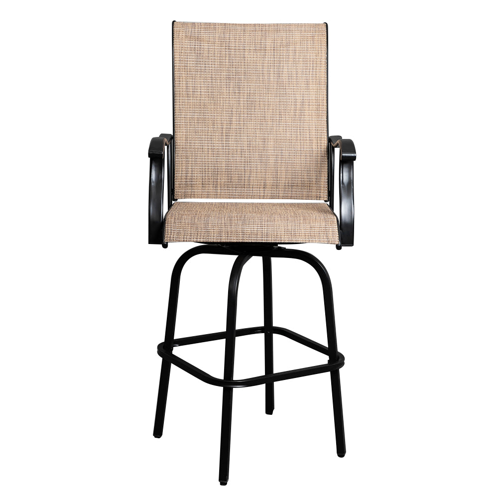 Haoyye 2-Piece Wrought Iron Swivel Bar Chair Set, Patio Bar Stools With Black Finish, Comfortable Outdoor Seating For Deck, Balcony, Or Garden