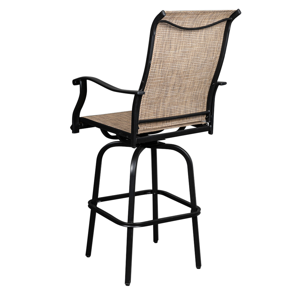 Haoyye 2-Piece Wrought Iron Swivel Bar Chair Set, Patio Bar Stools With Black Finish, Comfortable Outdoor Seating For Deck, Balcony, Or Garden