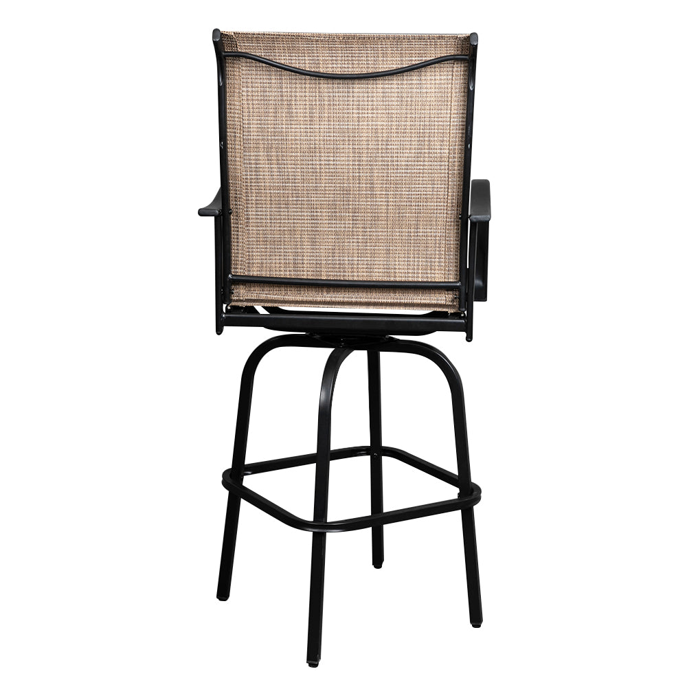Haoyye 2-Piece Wrought Iron Swivel Bar Chair Set, Patio Bar Stools With Black Finish, Comfortable Outdoor Seating For Deck, Balcony, Or Garden