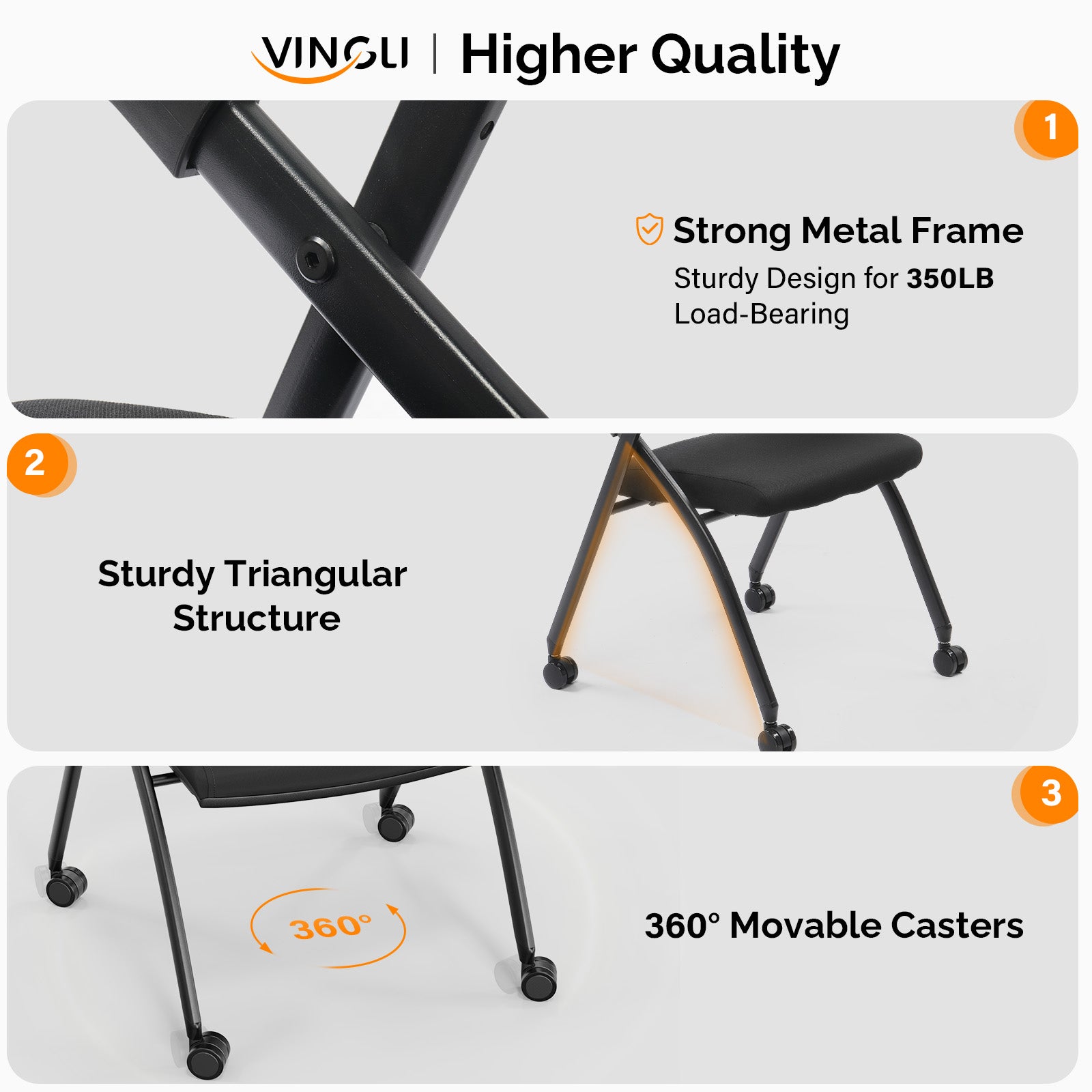 HAOYYE 2 Pack Stackable Conference Room Chairs with Wheels, Folding Office Chairs with Rebound Back and Padded Seat, Ideal for Training Room, Guest, Reception, and Event Use, 350lbs Capacity