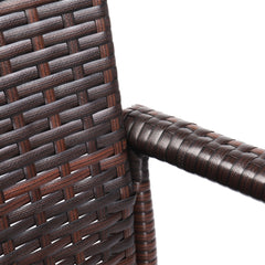 HAOYYE 2PCS High Bar Chairs Brown Gradient Rattan with Footrest and Armrest, Heavy Duty Outdoor PE Wicker Tall Stools with Iron Frame for Patio Balcony Bistro Pub Kitchen Island Seating