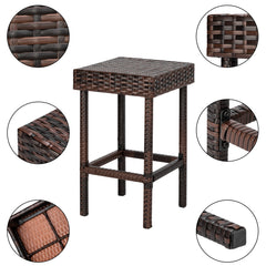 HAOYYE Set of 4 Bar Stools Brown Gradient Wicker Bar Chairs High Back Outdoor Rattan Barstools for Patio Balcony Kitchen Counter Tall Chairs Only Includes 4 Bar Chairs No Table