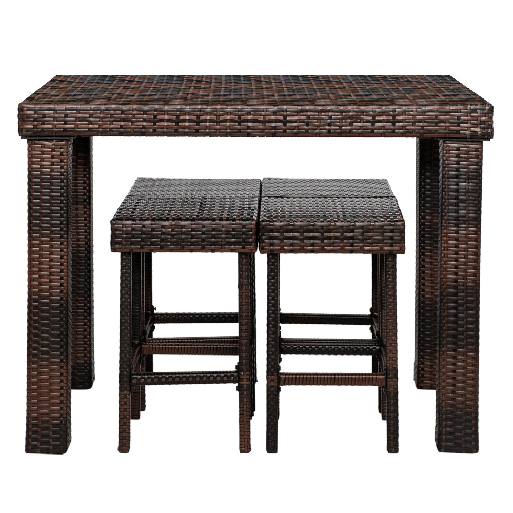 HAOYYE Set of 4 Bar Stools Brown Gradient Wicker Bar Chairs High Back Outdoor Rattan Barstools for Patio Balcony Kitchen Counter Tall Chairs Only Includes 4 Bar Chairs No Table