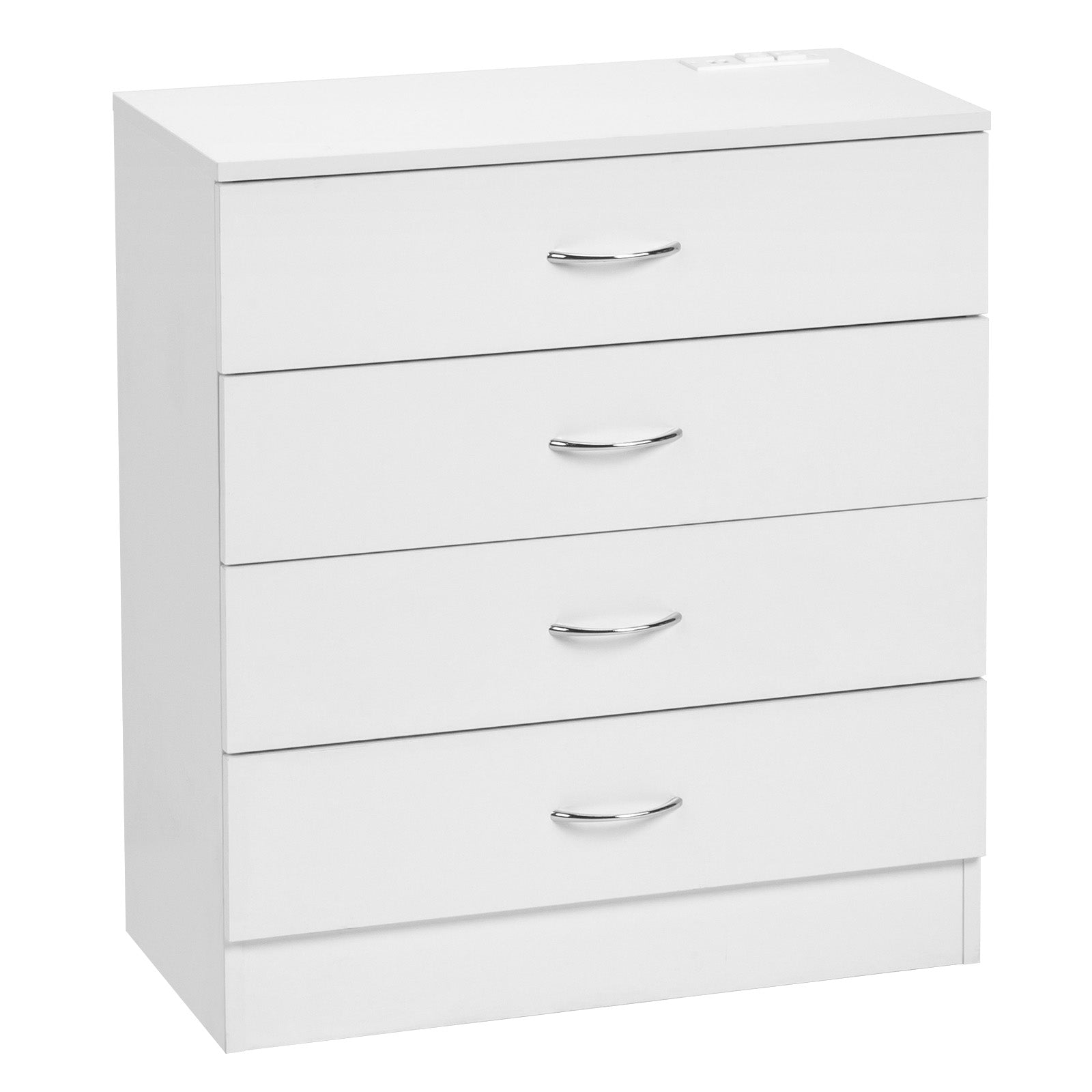 HAOYYE FCH 4-Drawer Nightstand Dresser with USB Ports & Outlet, White – Modern Bedside Table, Storage Cabinet for Bedroom, Living Room, Dorm – Wooden Night Stand with Charging Station, Space-Saving End Table for Small Spaces, Durable PB Wood Furniture