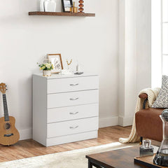 HAOYYE FCH 4-Drawer Nightstand Dresser with USB Ports & Outlet, White – Modern Bedside Table, Storage Cabinet for Bedroom, Living Room, Dorm – Wooden Night Stand with Charging Station, Space-Saving End Table for Small Spaces, Durable PB Wood Furniture